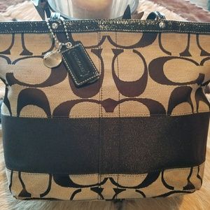 Coach signature stripe tote-f13548